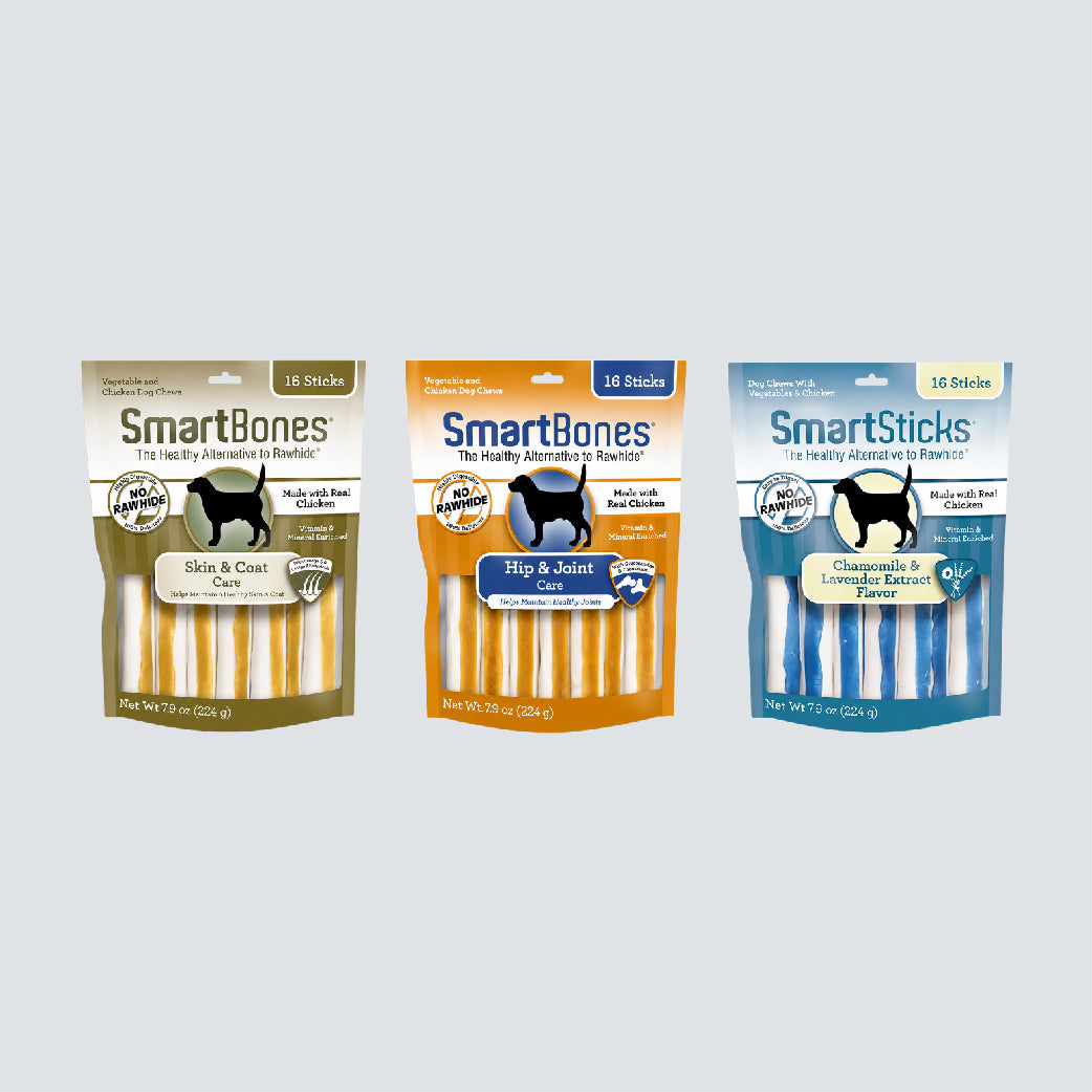 SMARTBONES Functional Stick Skin & Coat 16 Sticks 224g