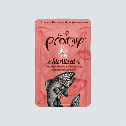 PRAMY Adult Sterilized Tuna Meat Topping Salmon In Jelly 70g