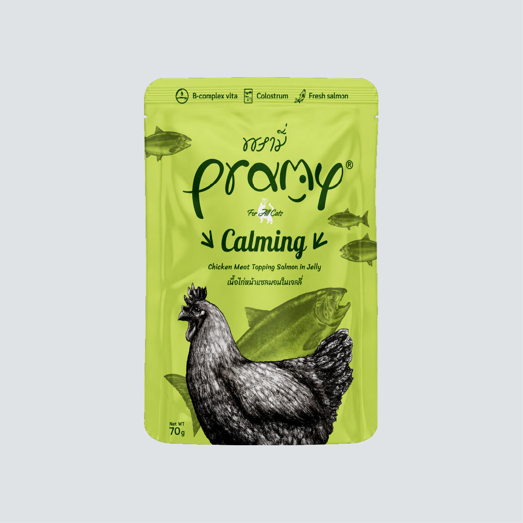 PRAMY Adult Calming Chicken Meat Topping Salmon In Jelly 70g