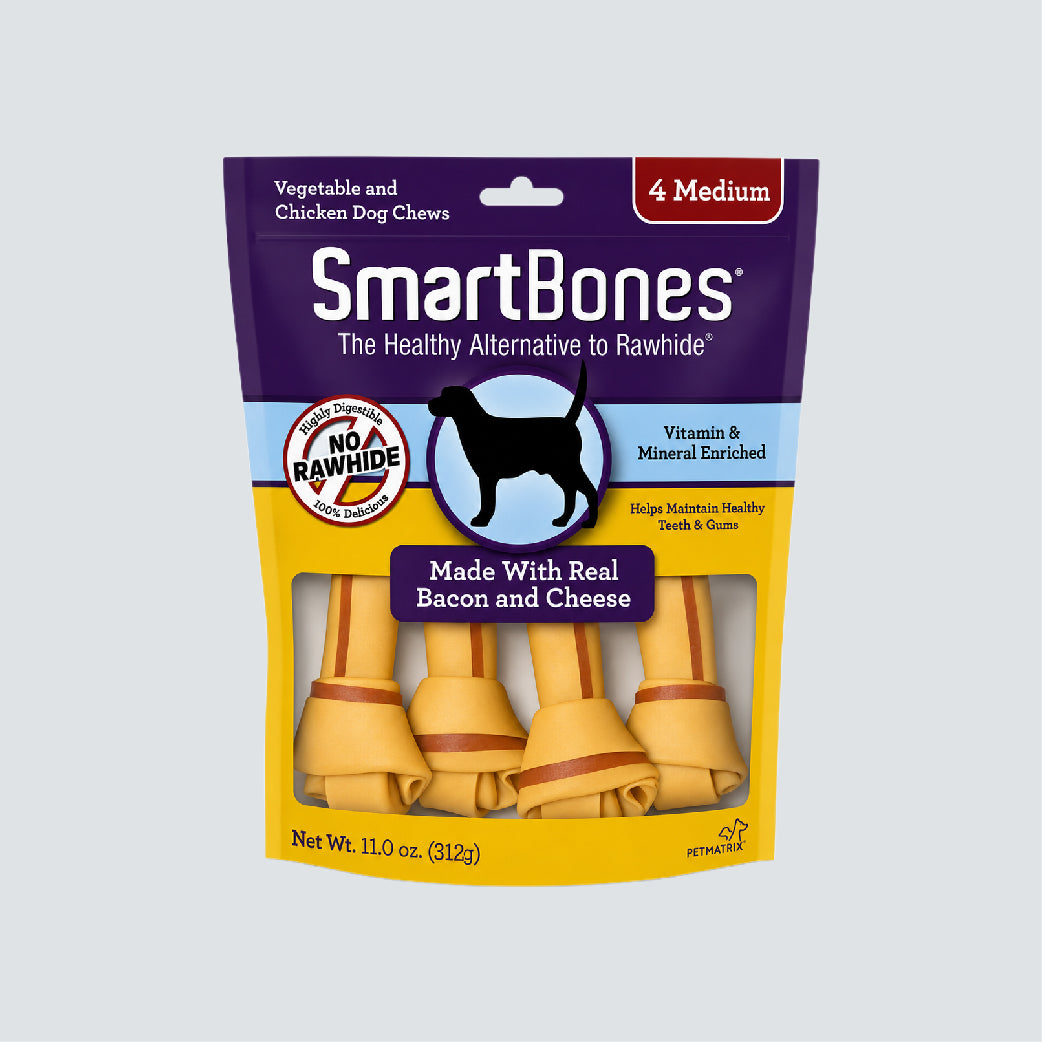 SMARTBONES Classic Chews Bacon & Cheese 4 Medium 312g