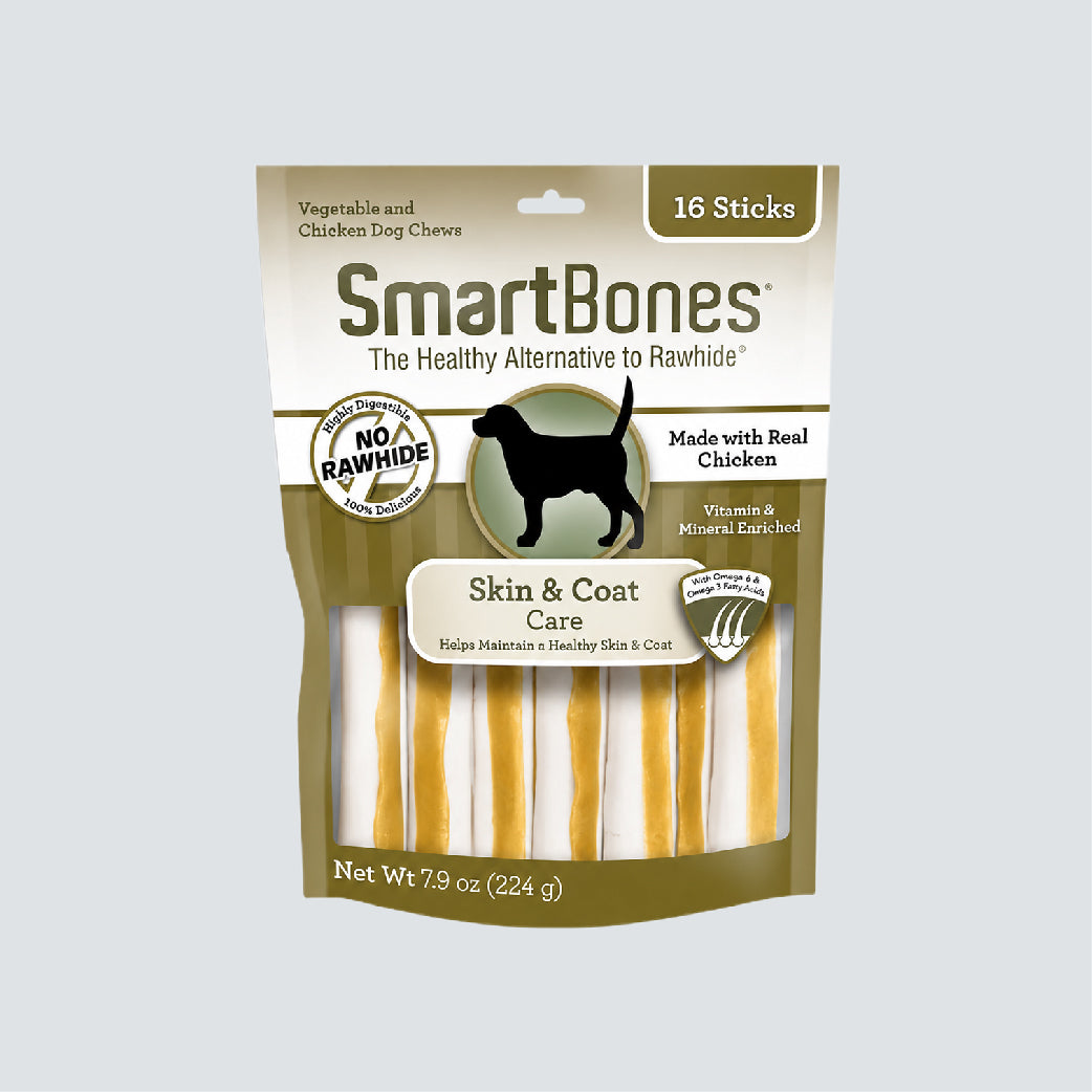 SMARTBONES Functional Stick Skin & Coat 16 Sticks 224g