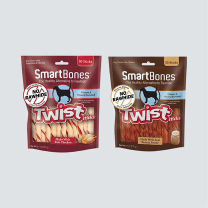 SMARTBONES Twist Sticks Peanut Butter 50 Sticks 275g