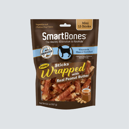 SMARTBONES Stick Wrapped Peanut Butter Mini 15 Sticks 187g