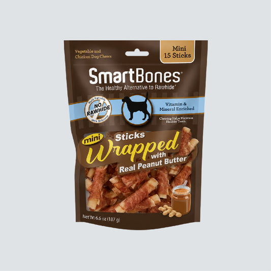 SMARTBONES Stick Wrapped Peanut Butter Mini 15 Sticks 187g