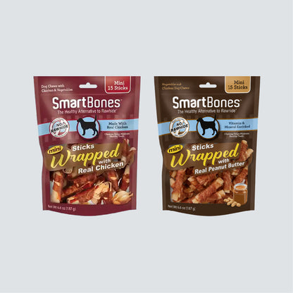 SMARTBONES Stick Wrapped Peanut Butter Mini 15 Sticks 187g